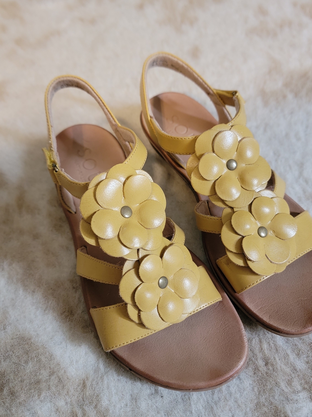 SOUL Naturalizer Womens Yellow Floral Leather Slingback Sandals